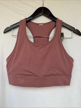 Fabletics Mauve High Neck Racerback Sports Bra